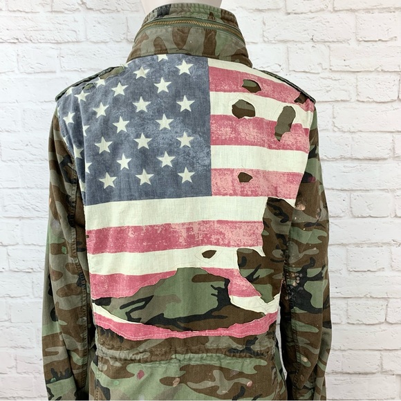 NEW! Denim & Supply Polo Ralph Lauren Camo Field Jacket Distressed Hooded Size L - Picture 3 of 15